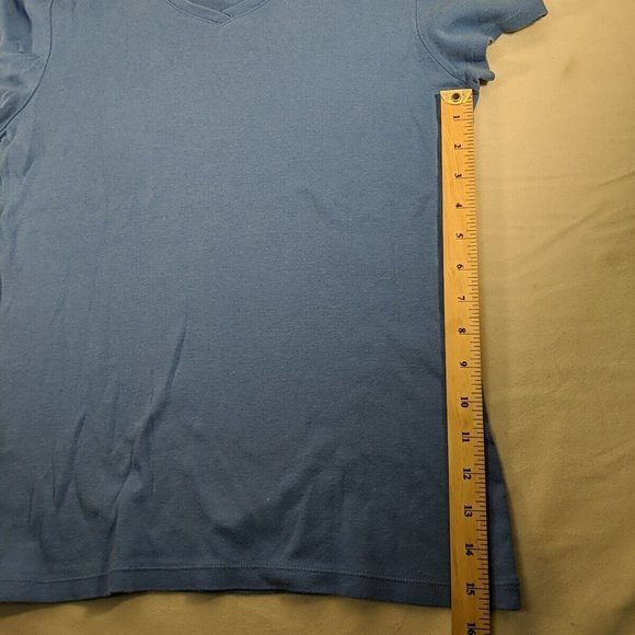 Croft & Barrow Blue V-Neck Short Sleeve T-Shirt Top Women S Small 100% Cotton - Picture 10 of 10